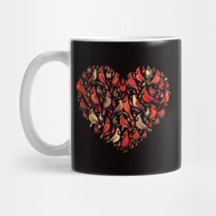 Red Cardinal birds cute heart I love you Mug